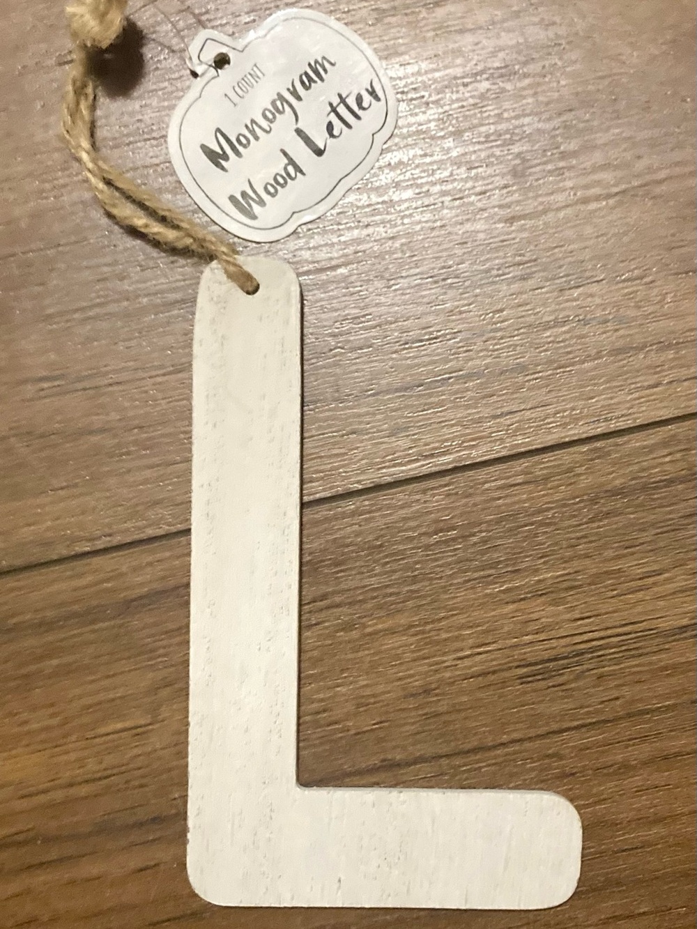 Target Bullseye Monogram Letter “L” Christmas Ornament White Wood Initial 6"
